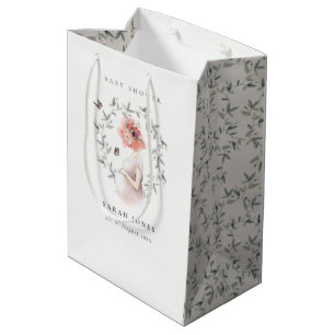Bolsa De Regalo Mediana Elegantes y elegantes mujeres Foliage Baby Shower