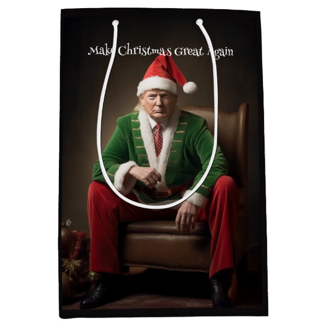 Bolsa De Regalo Mediana Elf Donald Trump, navidad (Anverso)