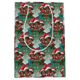 Bolsa De Regalo Mediana Elf Navidades afroamericanos