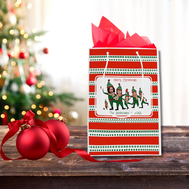 Bolsa De Regalo Mediana Elf personalizado tu familia de seis, incluyendo a (Subido por el creador)