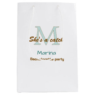 Bolsa De Regalo Mediana Ella es una fiesta de soltera de monograma azul