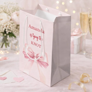 Bolsa De Regalo Mediana Ella está atando el lazo de lazo rosa Despedida de