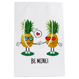 Bolsa De Regalo Mediana Emoji de piña personalizada Pareja de amor