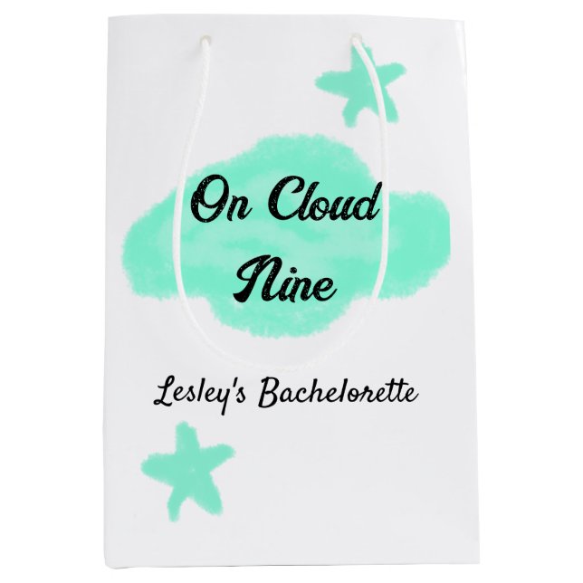Bolsa De Regalo Mediana En la novena nube nubes verdes pastel estrella des (Anverso)