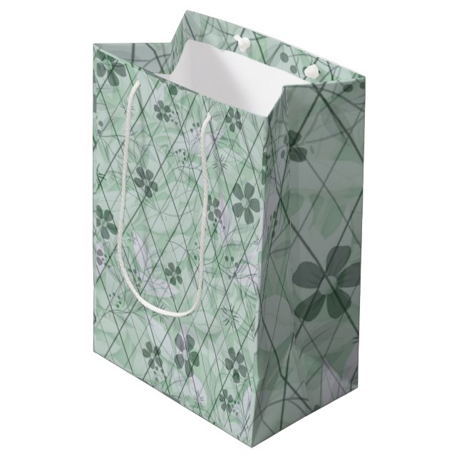 Bolsa De Regalo Mediana Encantador Mint Garden Diamond Bouquet (Angulo Anverso)