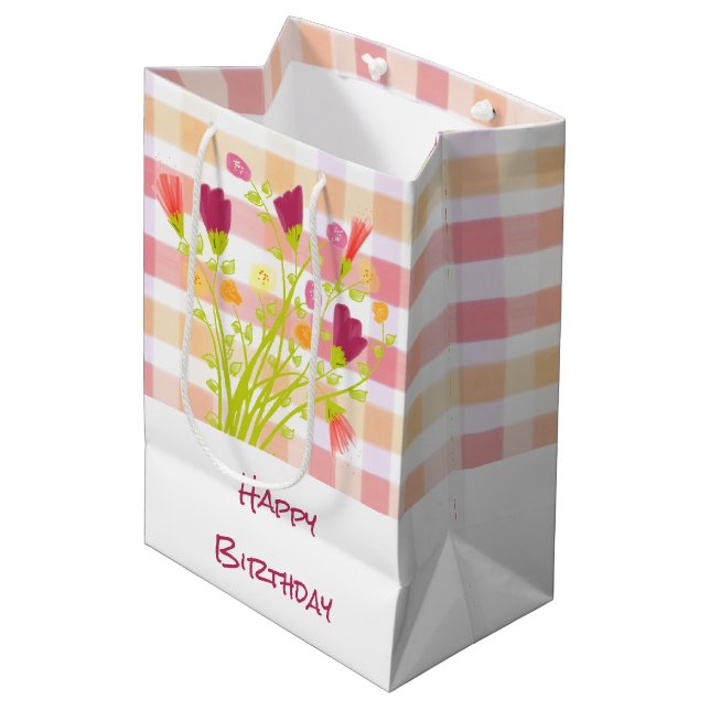 Bolsa De Regalo Mediana Enchapado con flor (Angulo Anverso)