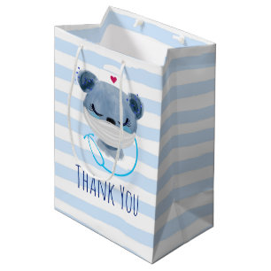 Bolsa De Regalo Mediana Enfermera de ositos con una máscara médica Gracias