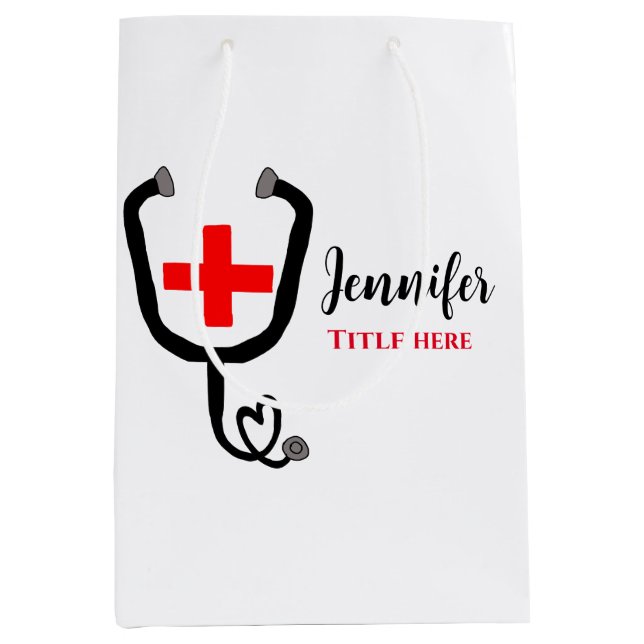 Bolsa De Regalo Mediana Enfermero médica médico rojo más estetoscopio añad (Anverso)