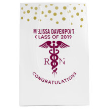 Enhorabuena RN Enfermera Graduada Caduceus Rojo