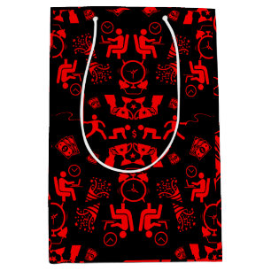 Bolsa De Regalo Mediana Enhorabuena Roja Y Negra Por El Nuevo Trabajo.