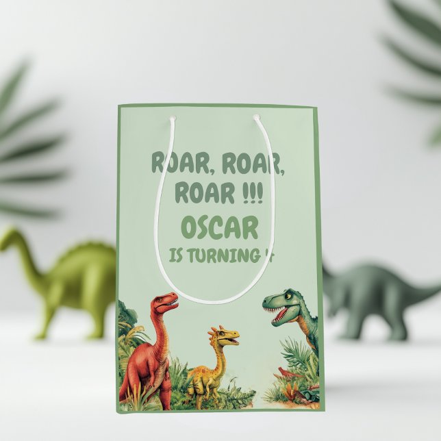 Bolsa De Regalo Mediana Enorme regalo de Fiesta de dinosaurios de buen mom (Subido por el creador)