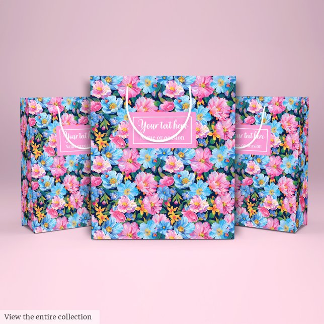 Bolsa De Regalo Mediana Envoltura moderna de bolso de regalo rosa y azul c (Modern blush pink and light blue gift bag wrap)