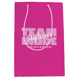 Bolsa De Regalo Mediana Equipo de dama de honor Rosa Bodas Nombre personal