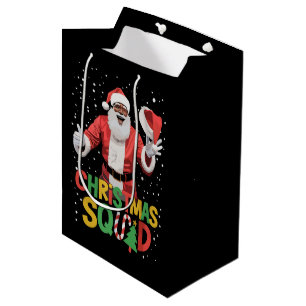 Bolsa De Regalo Mediana Equipo de Navidad de Santa Negro Afroamericano