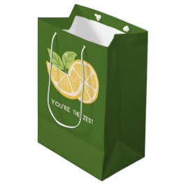 Bolsa De Regalo Mediana 'Eres El Zest' Rico Verde Oliva Profundo Y Marfil