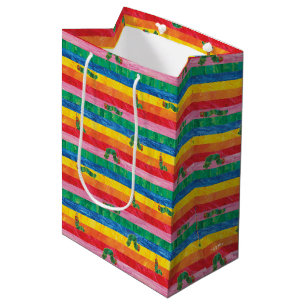 Bolsa De Regalo Mediana Eric Carle Patrón de rayas arcoiris de la oruga