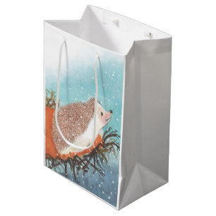 Bolsa De Regalo Mediana Erizo y primeros copos de nieve