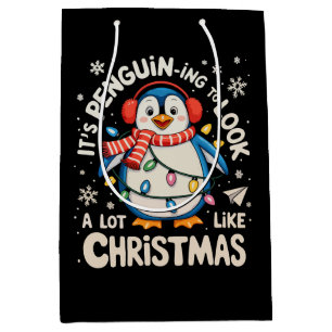 Bolsa De Regalo Mediana Es el Ing Pingüino parecerse mucho a Xams Navidade