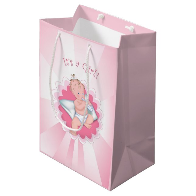 Bolsa De Regalo Mediana "¡Es un Chica!" (Angulo Anverso)