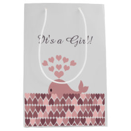 Bolsa De Regalo Mediana ¡Es un Chica! Ballena rosada