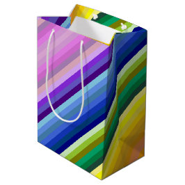 Bolsa De Regalo Mediana Es un patrón de rayas multicolor, Fiesta arcoiris