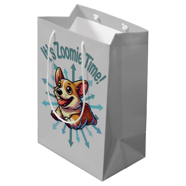 Bolsa De Regalo Mediana Es Zoomie Time Corgi (Angulo reverso)