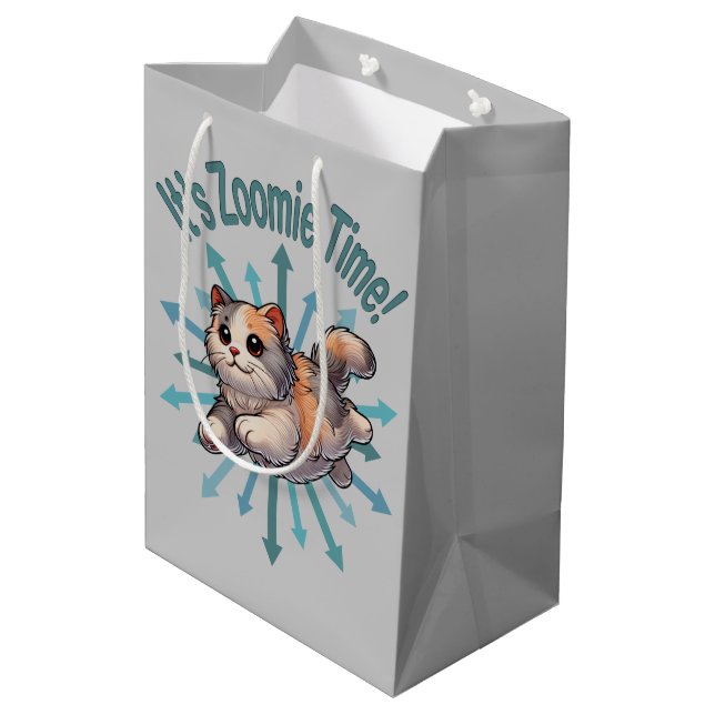 Bolsa De Regalo Mediana Es Zoomie Time Dilute Calico Cat (Angulo reverso)