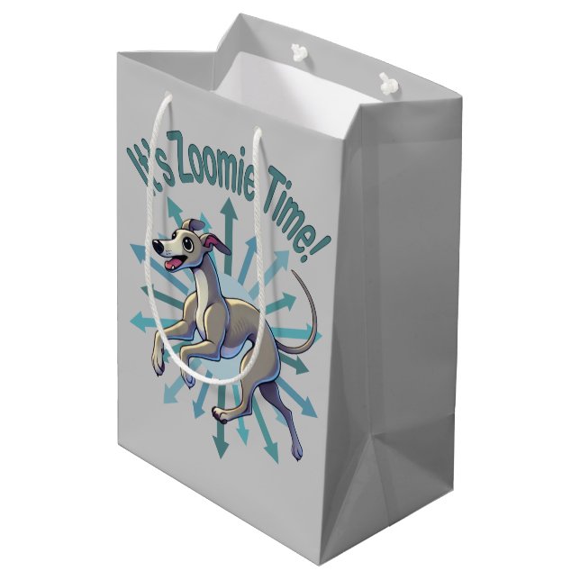 Bolsa De Regalo Mediana Es Zoomie Time Greyhound (Angulo reverso)