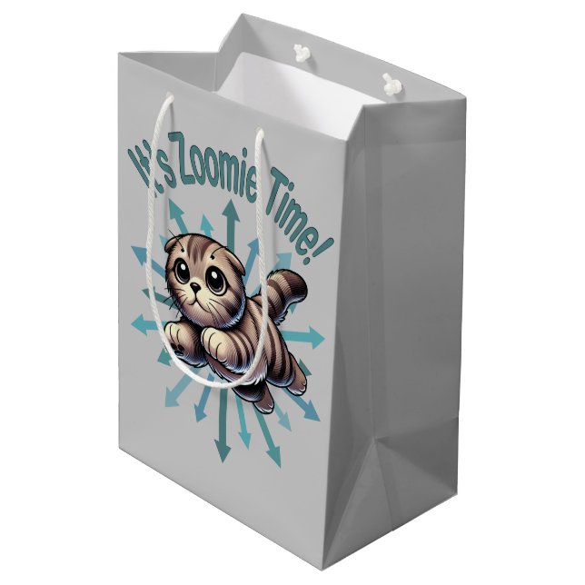 Bolsa De Regalo Mediana Es Zoomie Time Scottish Fold Cat (Angulo reverso)