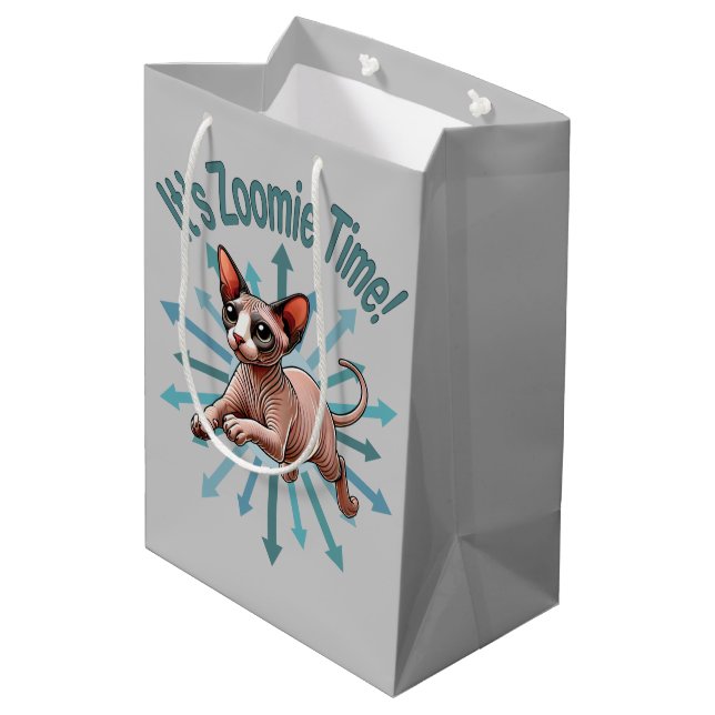 Bolsa De Regalo Mediana Es Zoomie Time Sphynx Cat (Angulo reverso)