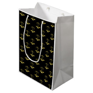Bolsa De Regalo Mediana Escalas del oro de la justicia en modelo negro de