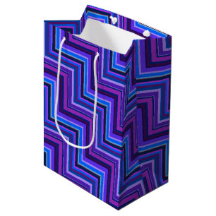 Bolsa De Regalo Mediana Escaleras de rayas azules y violetas