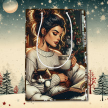 Escena Acogedora | Mujer Bebiendo Cacao de Navidad