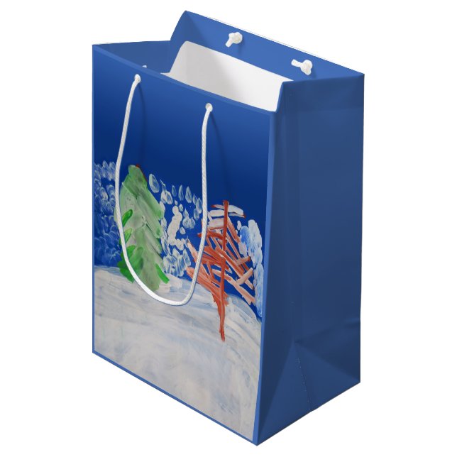 Bolsa De Regalo Mediana Escena de invierno (Angulo Anverso)