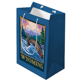 Bolsa De Regalo Mediana Escena de la pesca con mosca - Wyoming