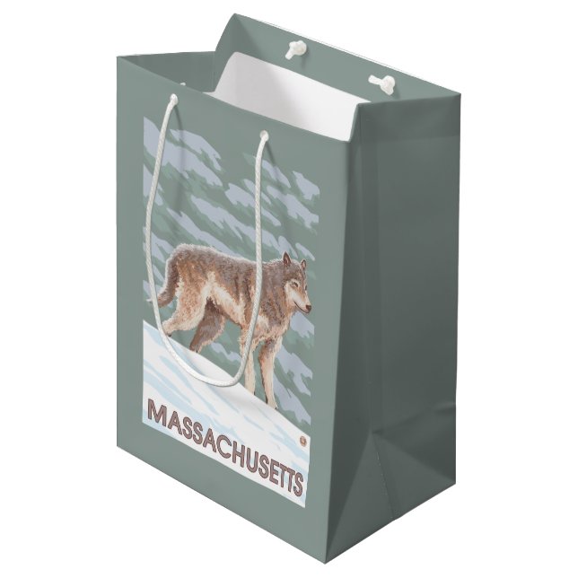 Bolsa De Regalo Mediana Escena de MassachusettsWolf (Angulo Anverso)