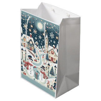 Bolsa De Regalo Mediana Escena De Winter Snowman
