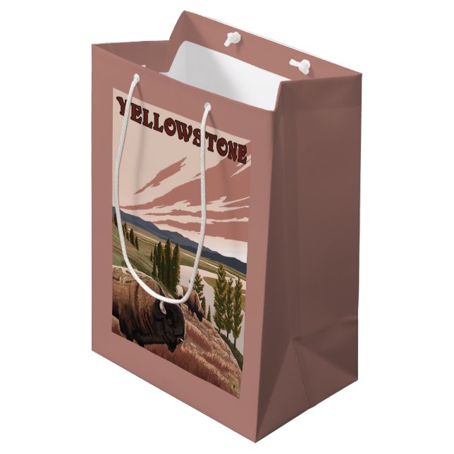 Bolsa De Regalo Mediana Escena de YellowstoneBison (Angulo Anverso)