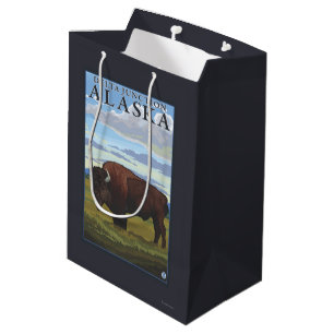 Bolsa De Regalo Mediana Escena del bisonte - empalme del delta, Alaska