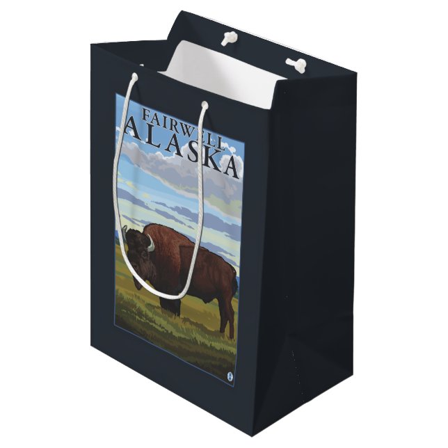 Bolsa De Regalo Mediana Escena del bisonte - Fairwell, Alaska (Angulo Anverso)