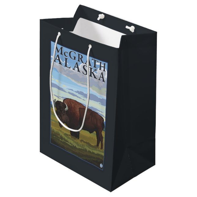 Bolsa De Regalo Mediana Escena del bisonte - McGrath, Alaska (Angulo Anverso)