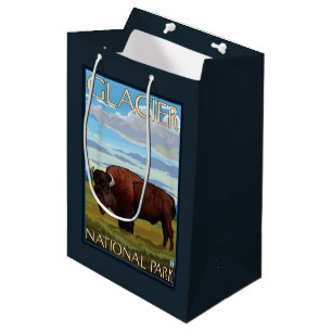 Bolsa De Regalo Mediana Escena del bisonte - Parque Nacional Glacier, TA