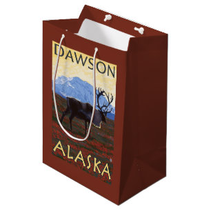 Bolsa De Regalo Mediana Escena del caribú - Dawson, Alaska