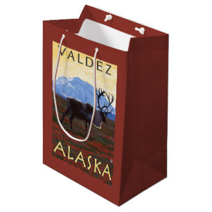 Bolsa De Regalo Mediana Escena del caribú - Valdez, Alaska