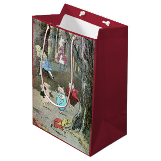 Bolsa De Regalo Mediana Escena del vintage de los caracteres del cuento de
