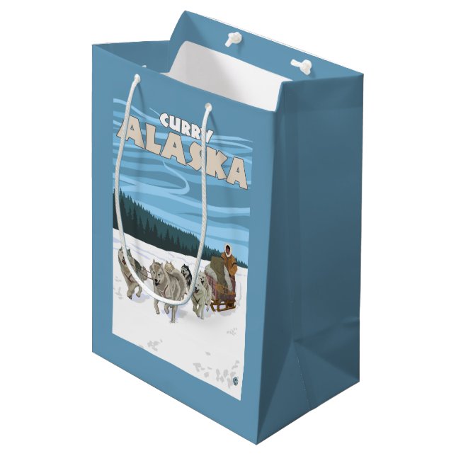 Bolsa De Regalo Mediana Escena Sledding del perro - curry, Alaska (Angulo Anverso)