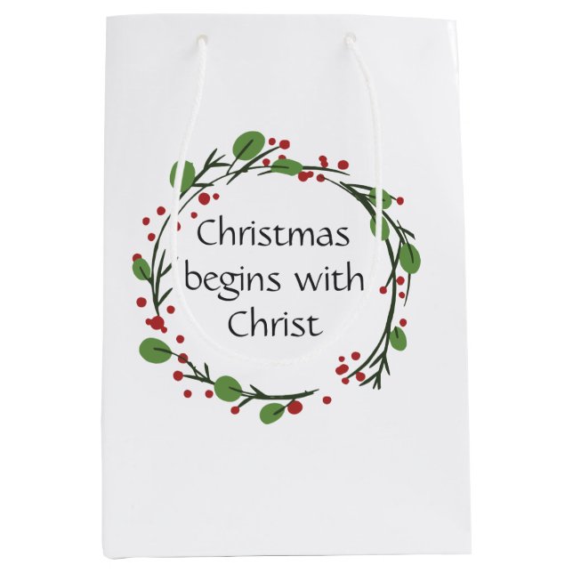 Bolsa De Regalo Mediana Escritura de Navidades cristianos (Anverso)