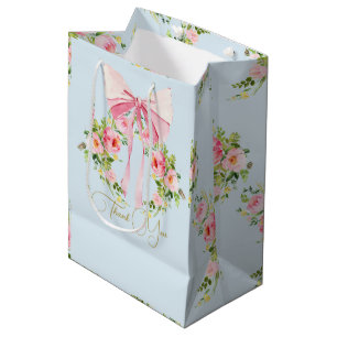 Bolsa De Regalo Mediana Escudo de patrón floral de Baby Shower Regencia Bo