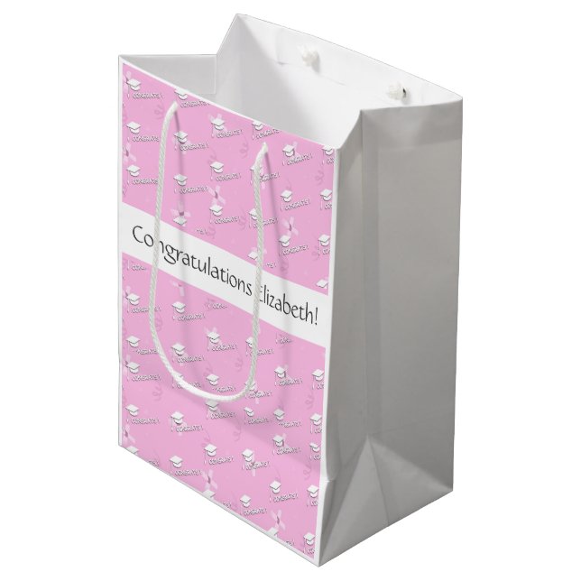Bolsa De Regalo Mediana Escuela Secundaria Rosa Personalizada (Angulo Anverso)