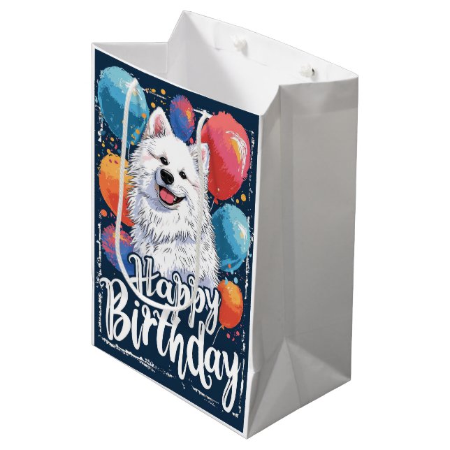 Bolsa De Regalo Mediana Eskimal Americano con Globos Cumpleaños (Angulo Anverso)